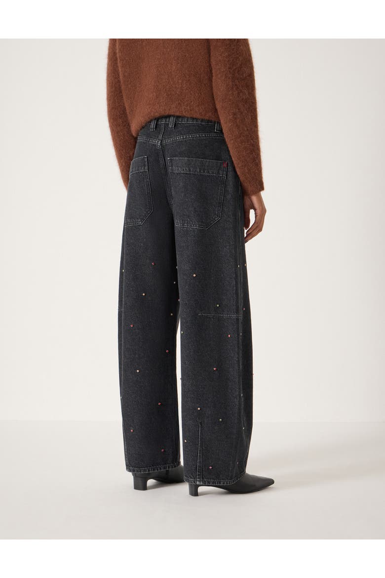 Embellished Bree Barrel Leg Jeans, Alternate, color, Washed Black