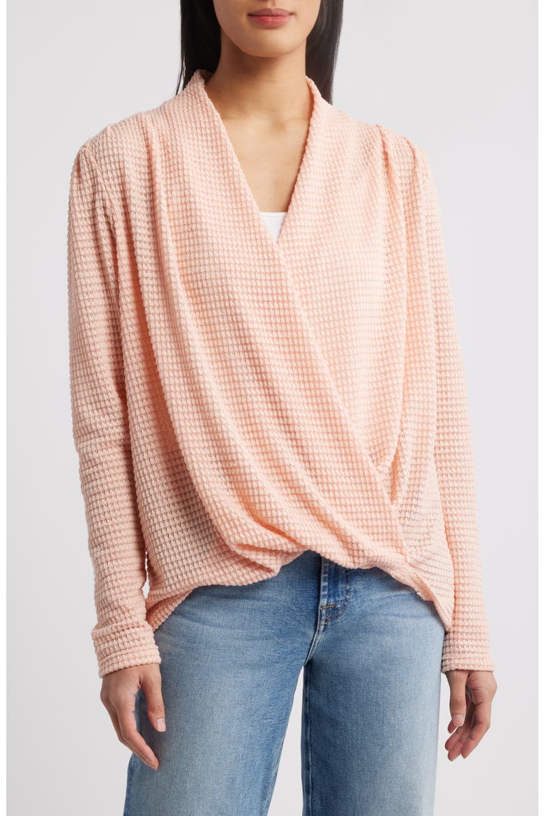 Open Stitch Surplice Sweater, Main, color, PEARL BLUSH