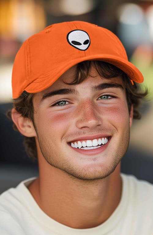 Dalix Alien Embroidered Classic Dad Cap In Orange