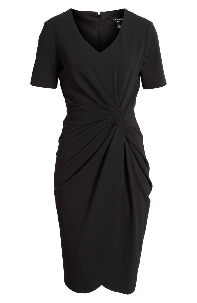 Tahari ASL Side Knot Stretch Crepe Dress, Alternate, color, 
