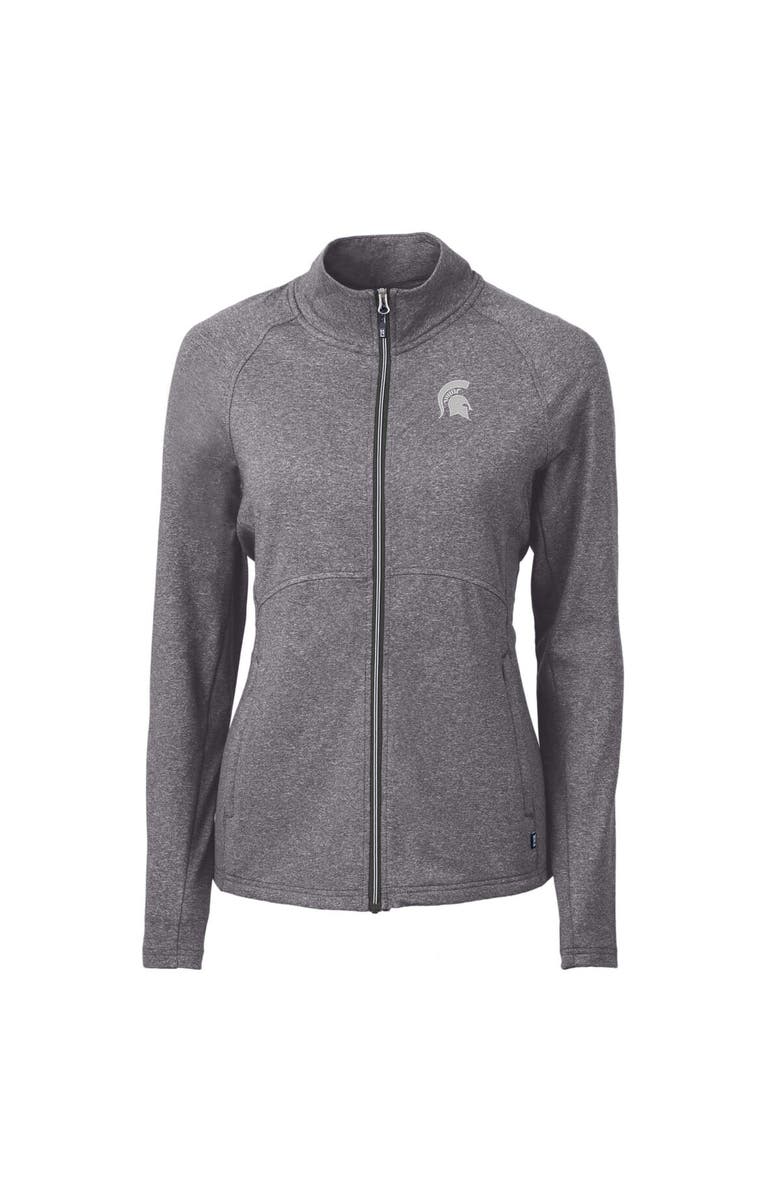 Cutter & Buck Women's Cutter & Buck  Heather Black Michigan State Spartans Adapt Eco Knit Heather Recycled Full-Zip Jacket, Alternate, color, 