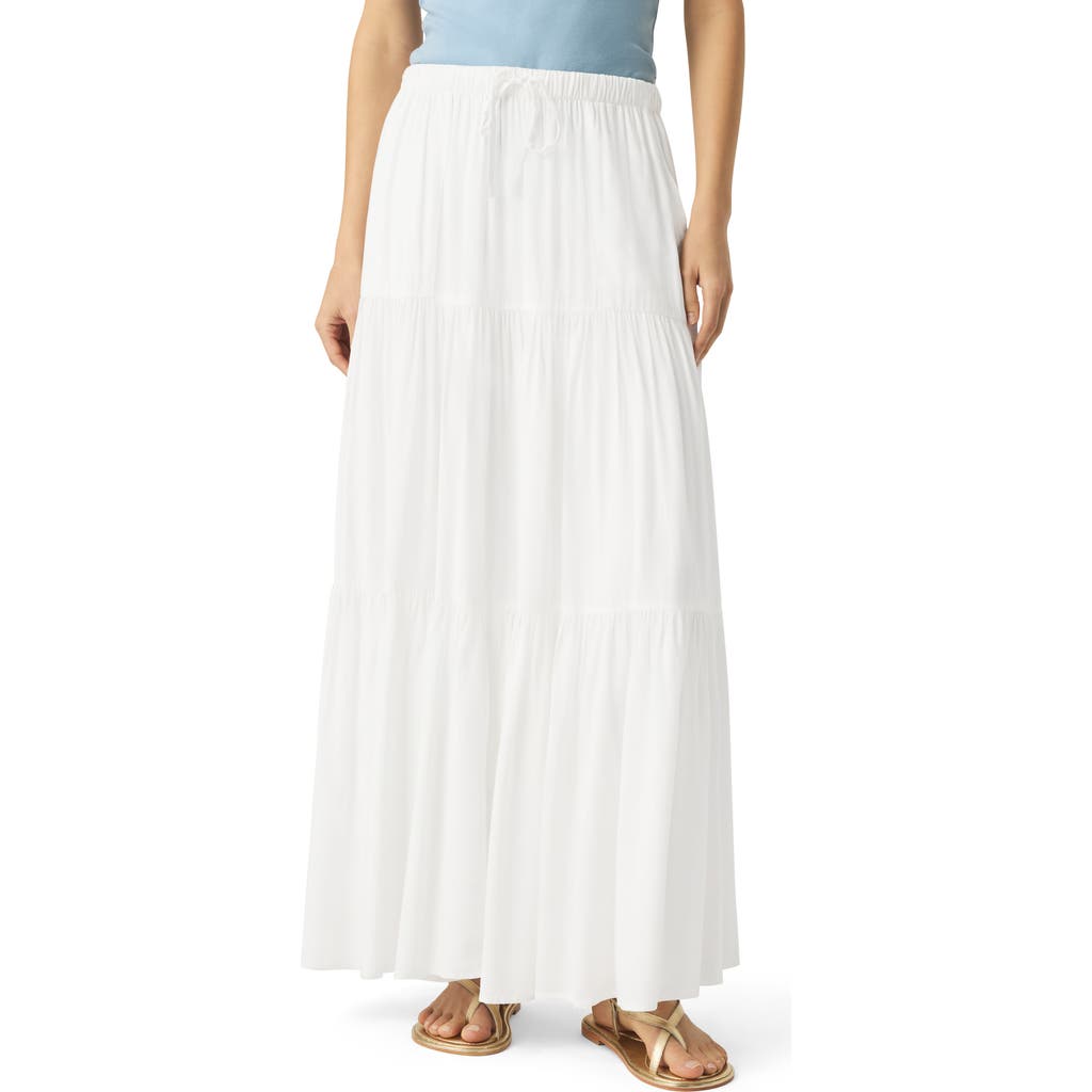 Splendid Melanie Tiered Drawstring Maxi Skirt In White