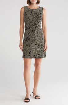 Florentine Scoop Neck Sleeveless Paisley Print Shift Dress