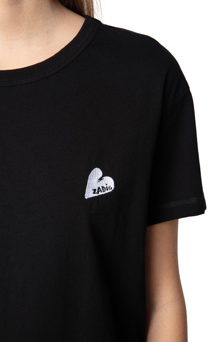 Zadig & Voltaire Marta Heart Zadig Embroidered Cotton T-Shirt, Alternate, color, 