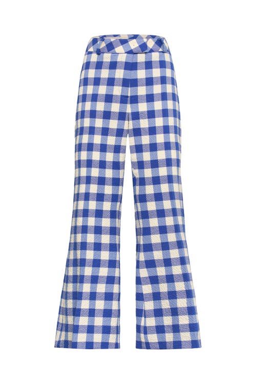 Maison Common Vichy Trousers Ankle Lenght in Blue/white at Nordstrom, Size 34