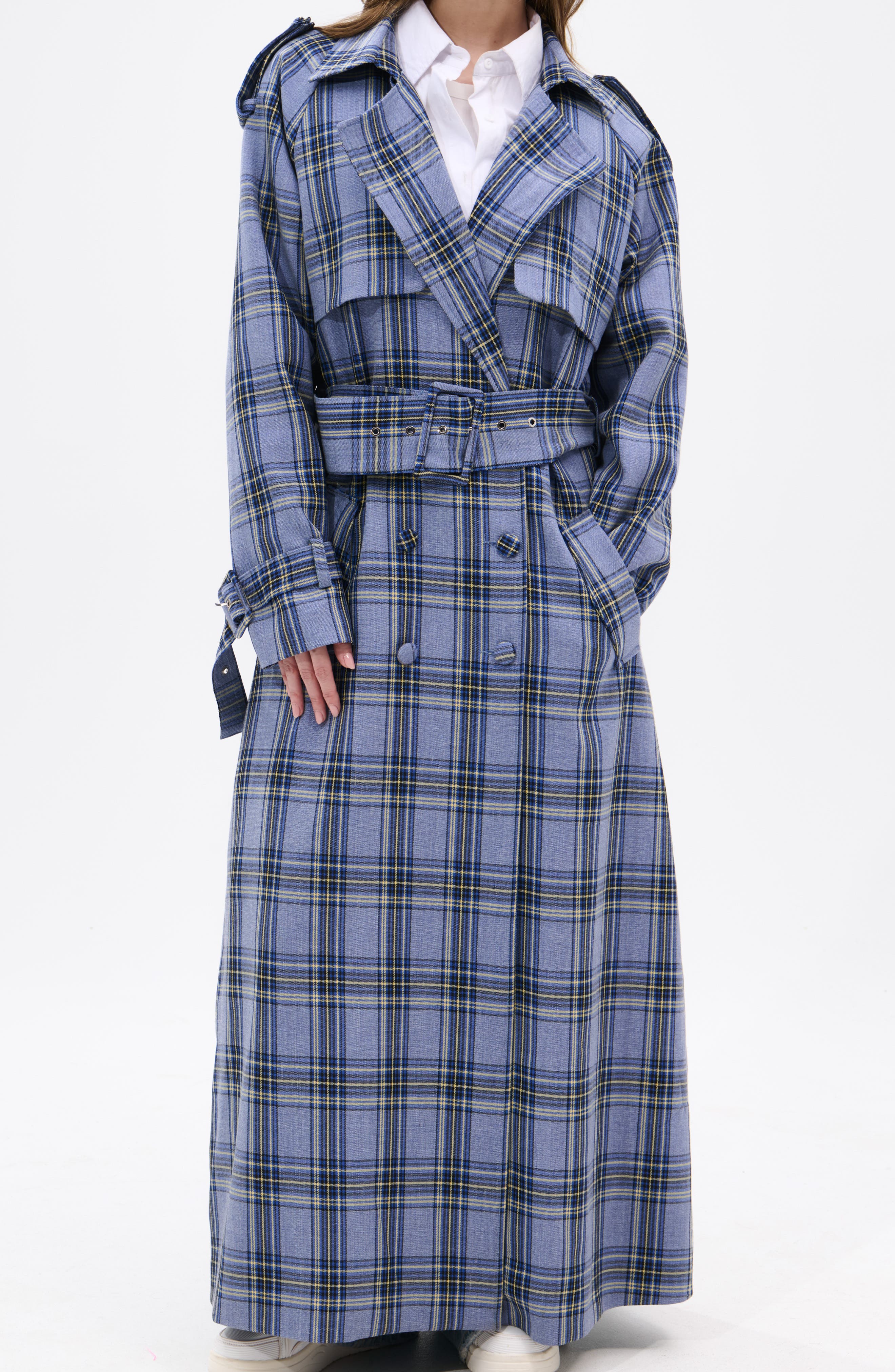 jieda PLAID TRENCH COAT チェックトレンチコート　サイズ1 AZALEA WANG Long Plaid Trench Coat (Women) | Nordstrom