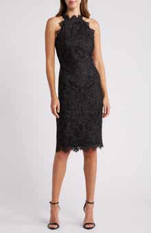 Metallic Eyelash Lace Cocktail Dress
