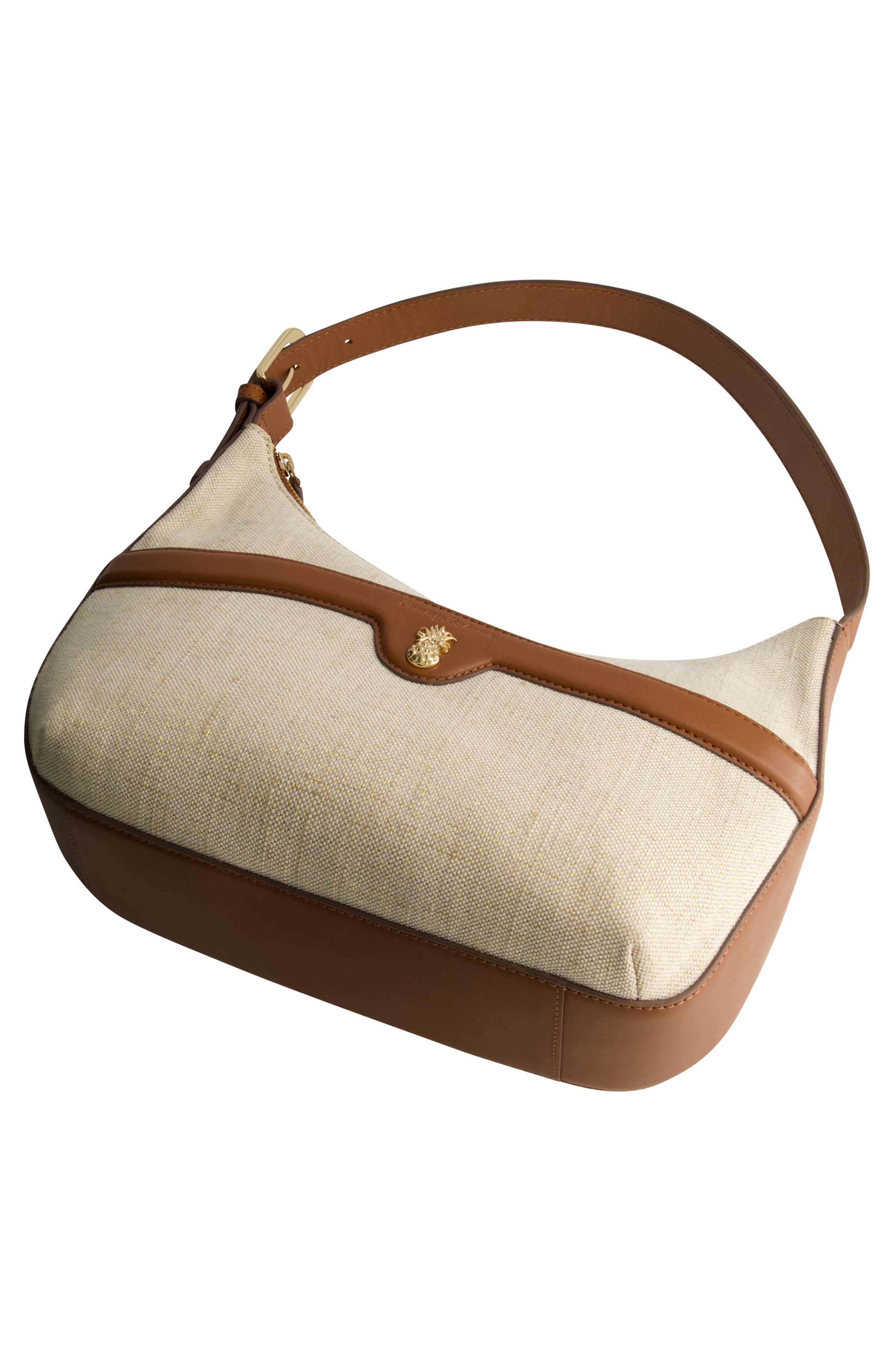 Lurex Linen Zip-Top Hobo, Alternate, color, NATURAL