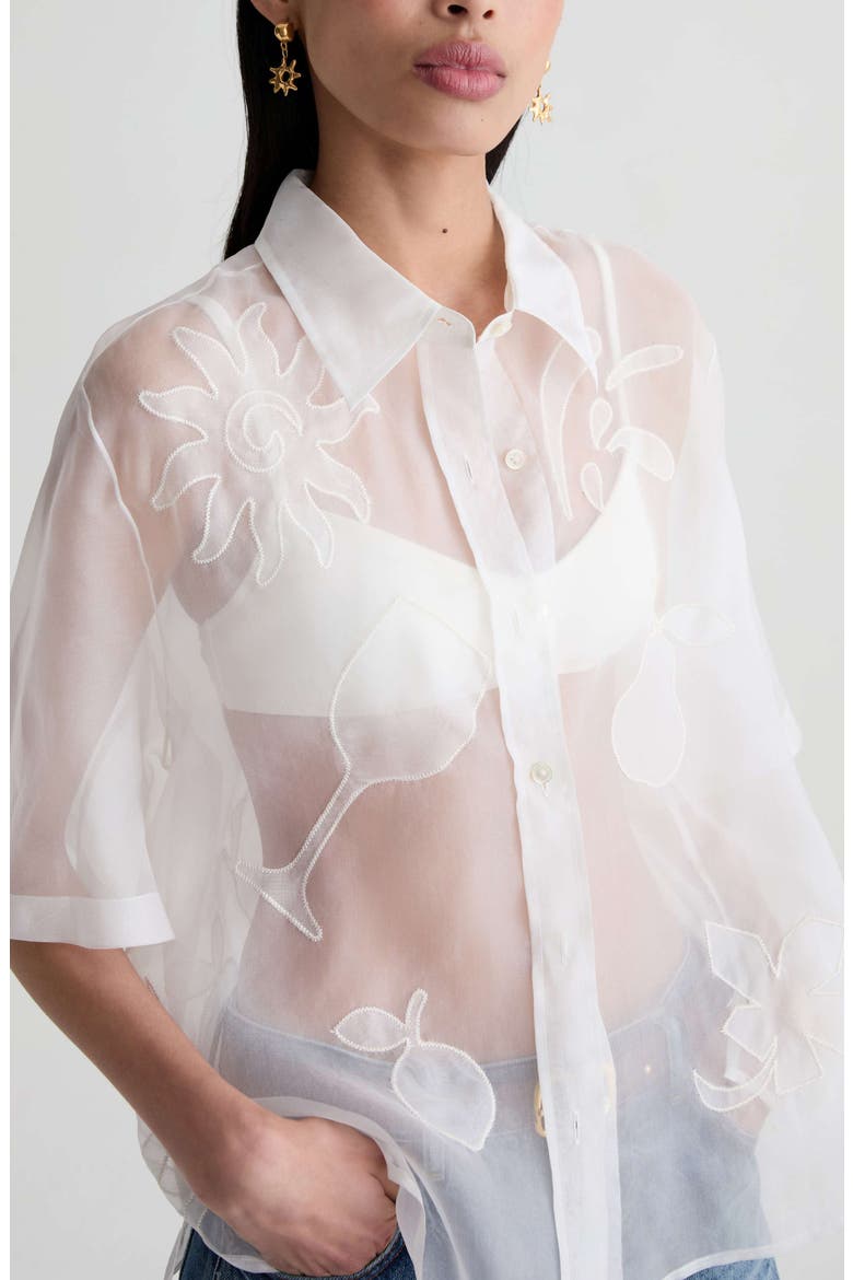 Emma Patch Sheer Silk Shirt, Alternate, color, TIPSY SUN