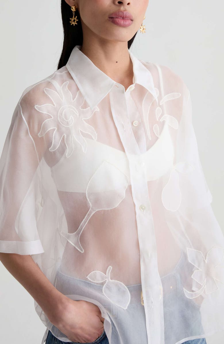 AG Emma Patch Sheer Silk Shirt, Alternate, color, Tipsy Sun