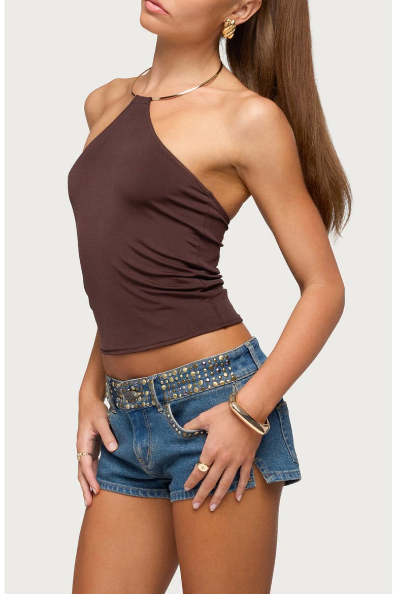 Libie Ring Halter Top, Alternate, color, BROWN