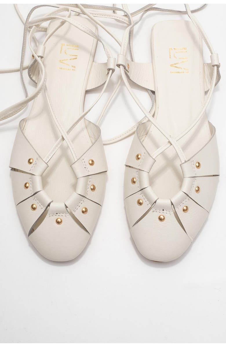 Forever & Always Shoes Daria Leather Ankle Lace-Up Sandal, Alternate, color, Off White