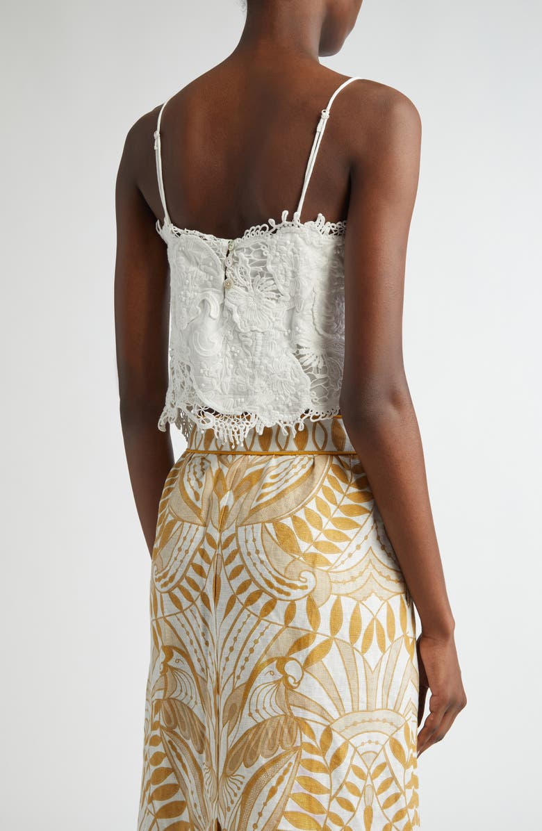 FARM Rio Lace Detail Cotton Camisole, Alternate, color, Off-White