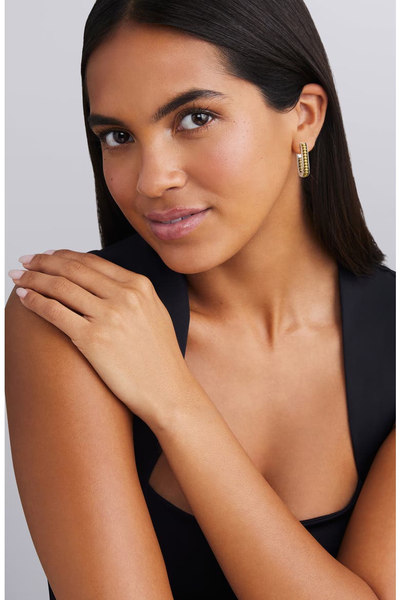 Two-Tone Linear Hoop Earrings, Alternate, color, TWO TONE