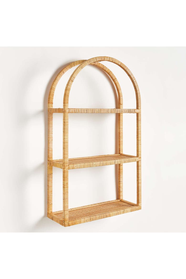New Haven 3-Tier Curio Decorative Wall Shelf, Alternate, color, Beige