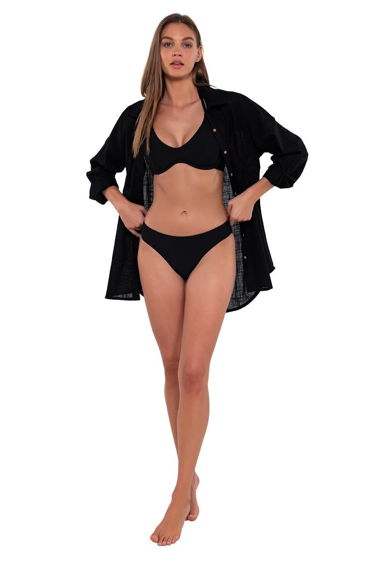 Delilah Cover-up Shirt, Alternate, color, Black