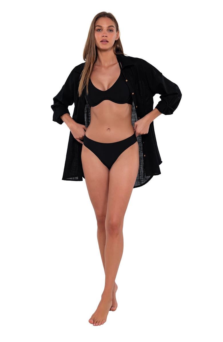 Sunsets Delilah Cover-up Shirt, Alternate, color, Black