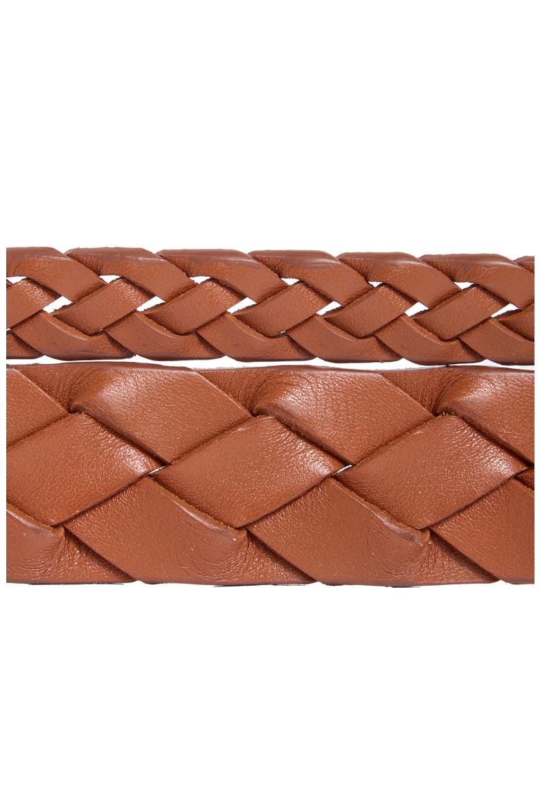 Double Braid Leather Belt, Alternate, color, COGNAC