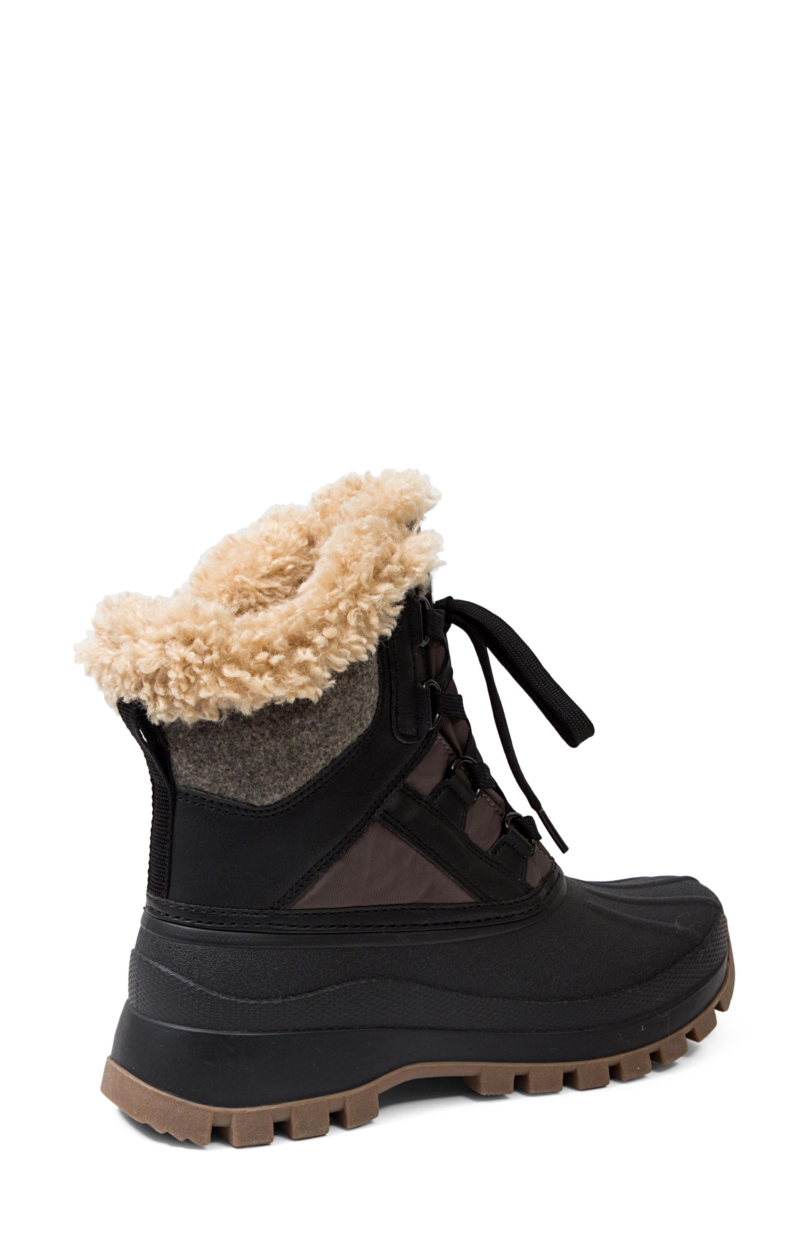 Fury Waterproof Boot with Faux Fur Trim, Alternate, color, BLACK