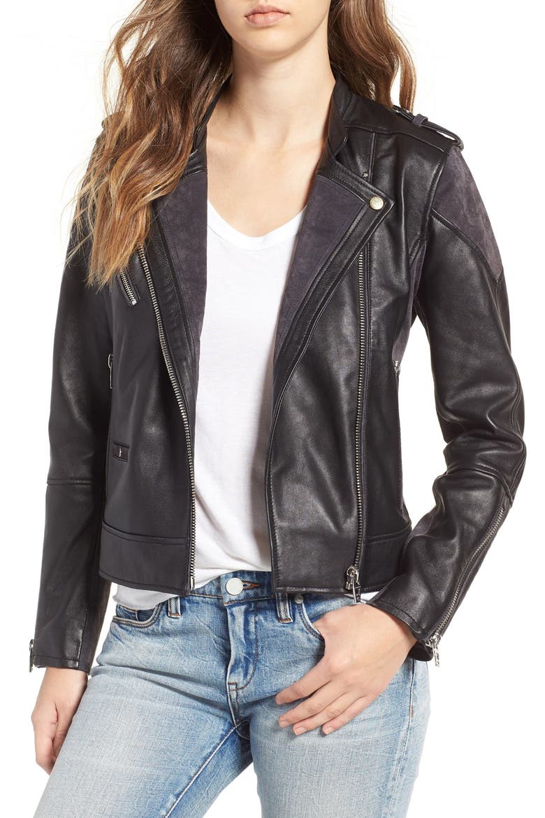 Genuine Leather & Suede Moto Jacket, Main, color, VICES