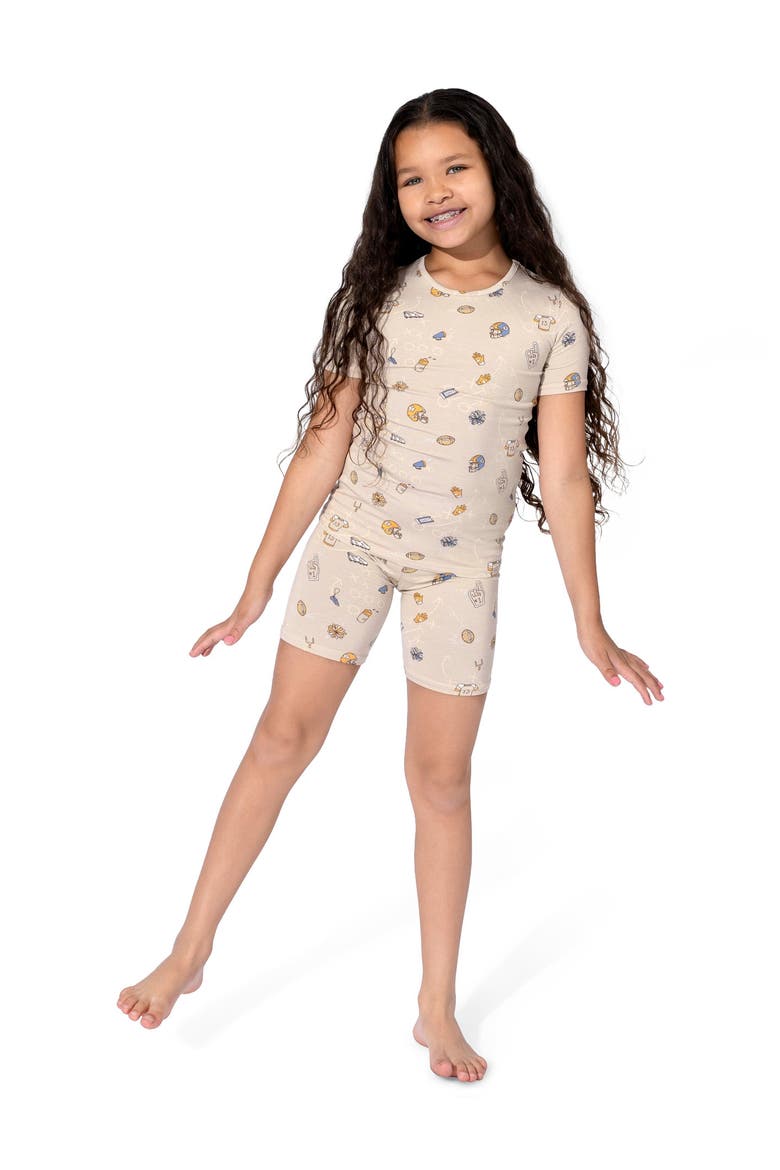 Football Kids 2-Piece Short Sleeve & Shorts Pajama Set, Alternate, color, Football