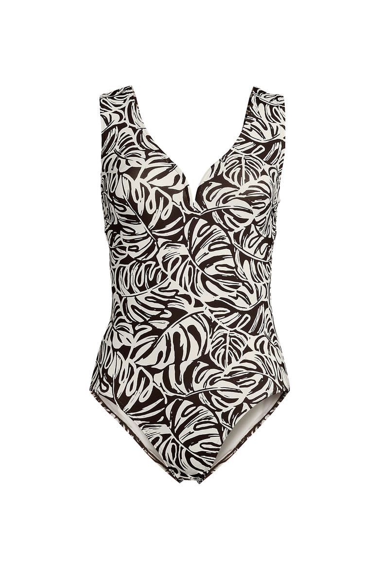 Sculpting Suit Sweetheart V-Wire High Leg One Piece Swimsuit, Alternate, color, Brown Mini Tropic Leaves