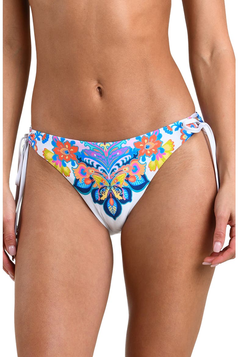 Butterfly High Tie Side Bikini Bottoms, Main, color, WHITE MULTI