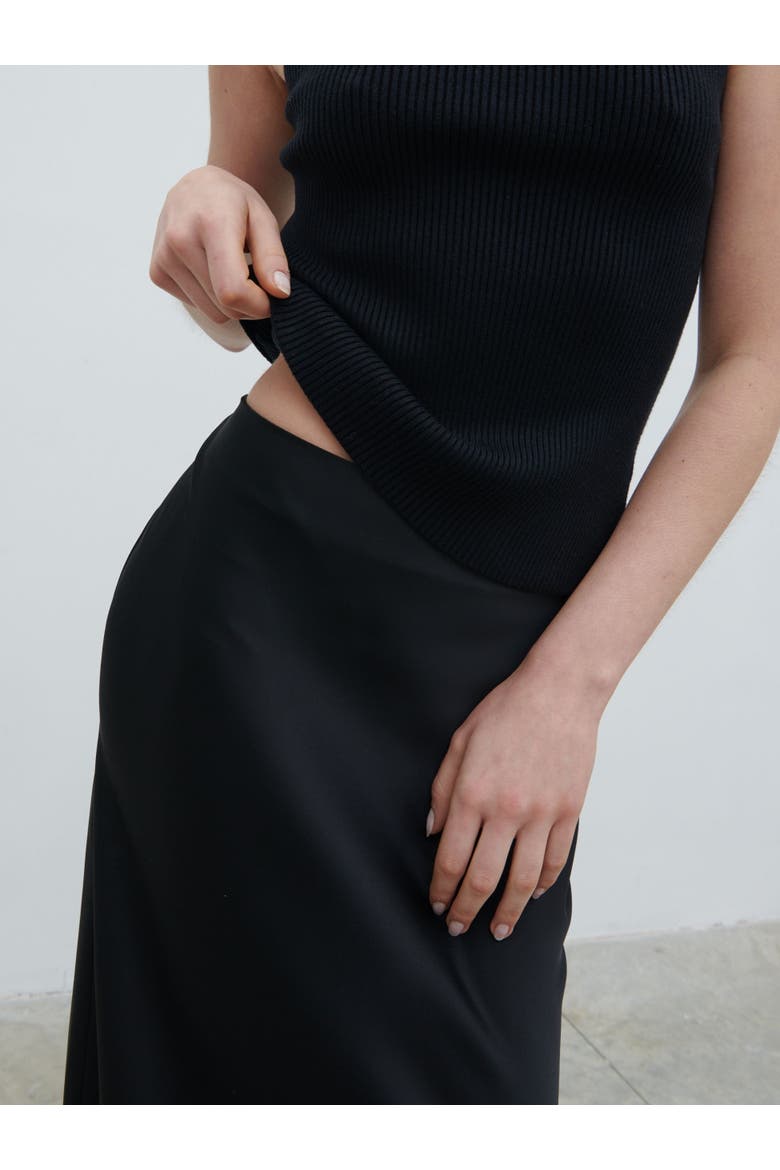 Breya Satin Maxi Skirt, Alternate, color, Black