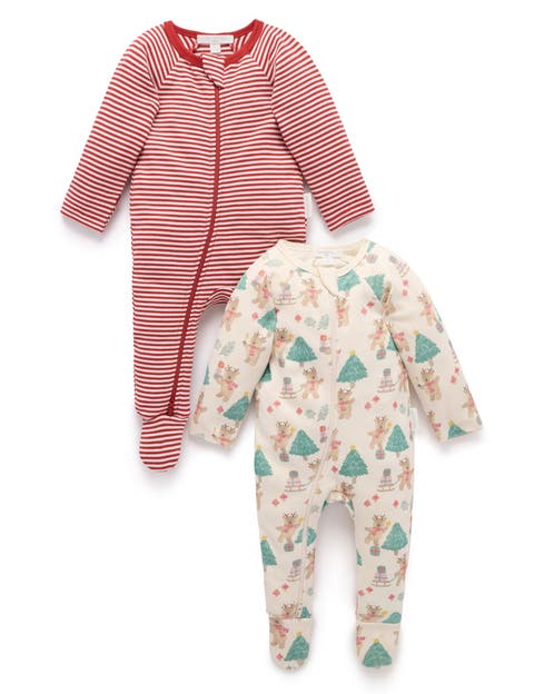 2 Pack Christmas Zip Footie