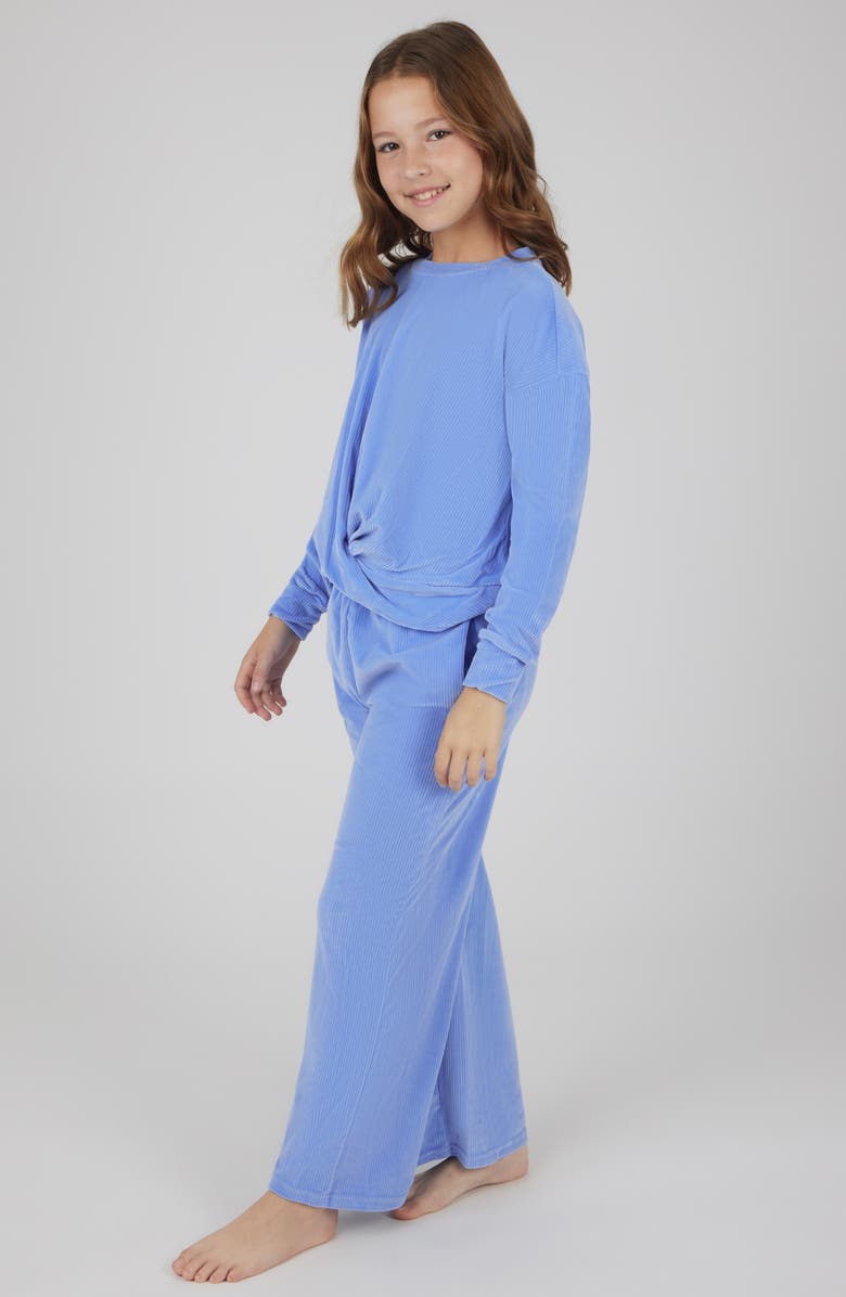 YOGALICIOUS Kids' Rib Velour Sweatshirt & Sweatpants, Alternate, color, Grapemist