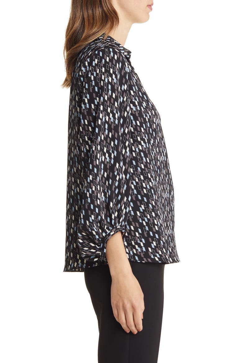 Poet Sleeve Top, Alternate, color, BLACK- GREY FLOATING GEO