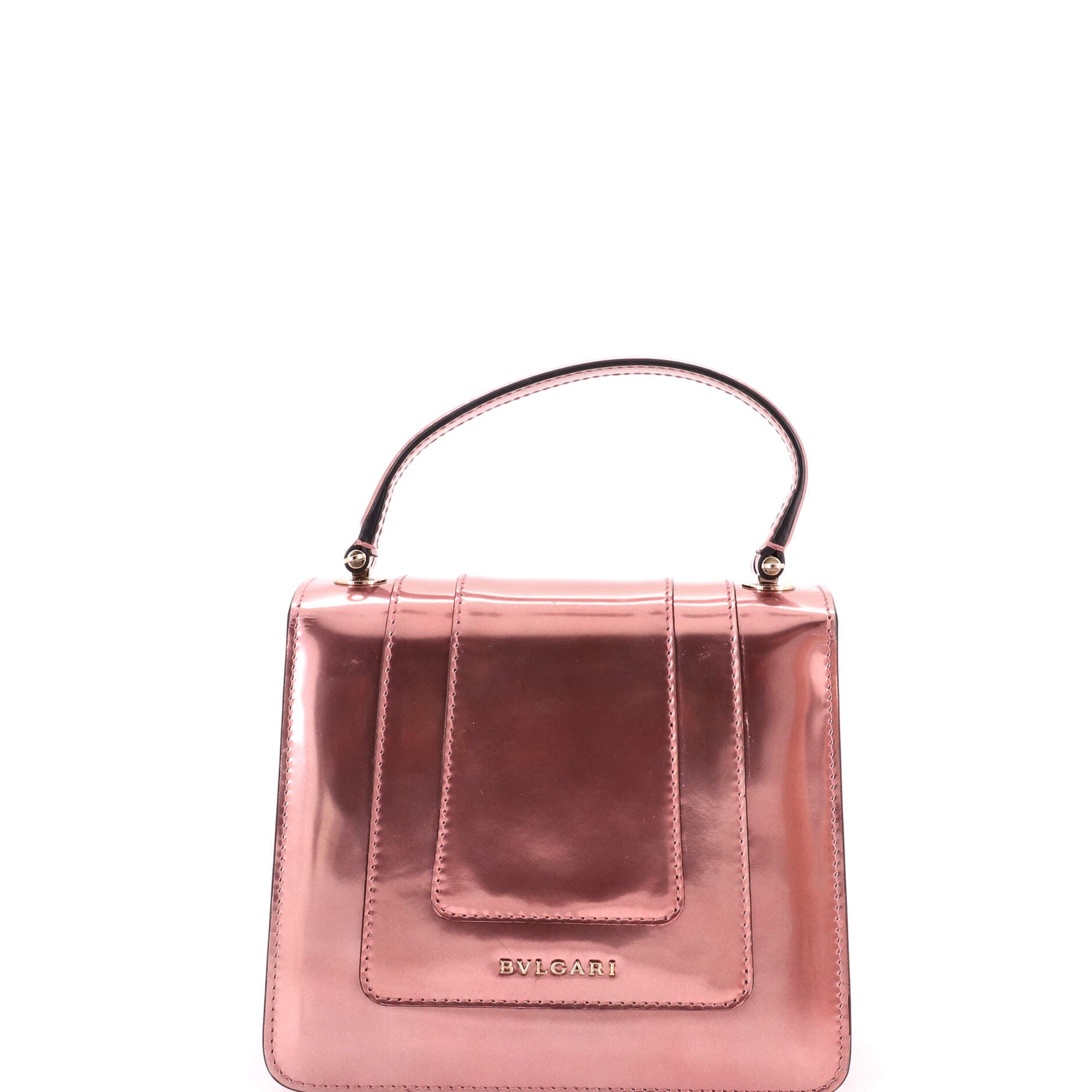 Serpenti Forever Top Handle Bag Patent Small, Alternate, color, Metallic Silver