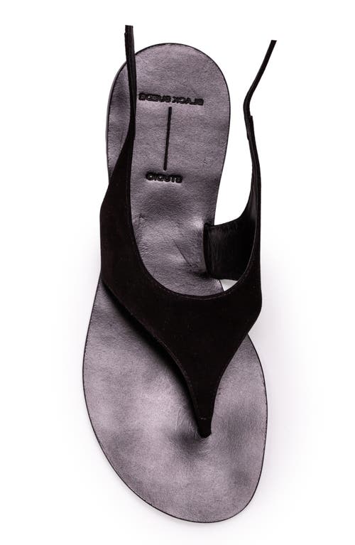 Black Suede Studio Suede Thong Flat Ankle-strap Sandals In Black Suede