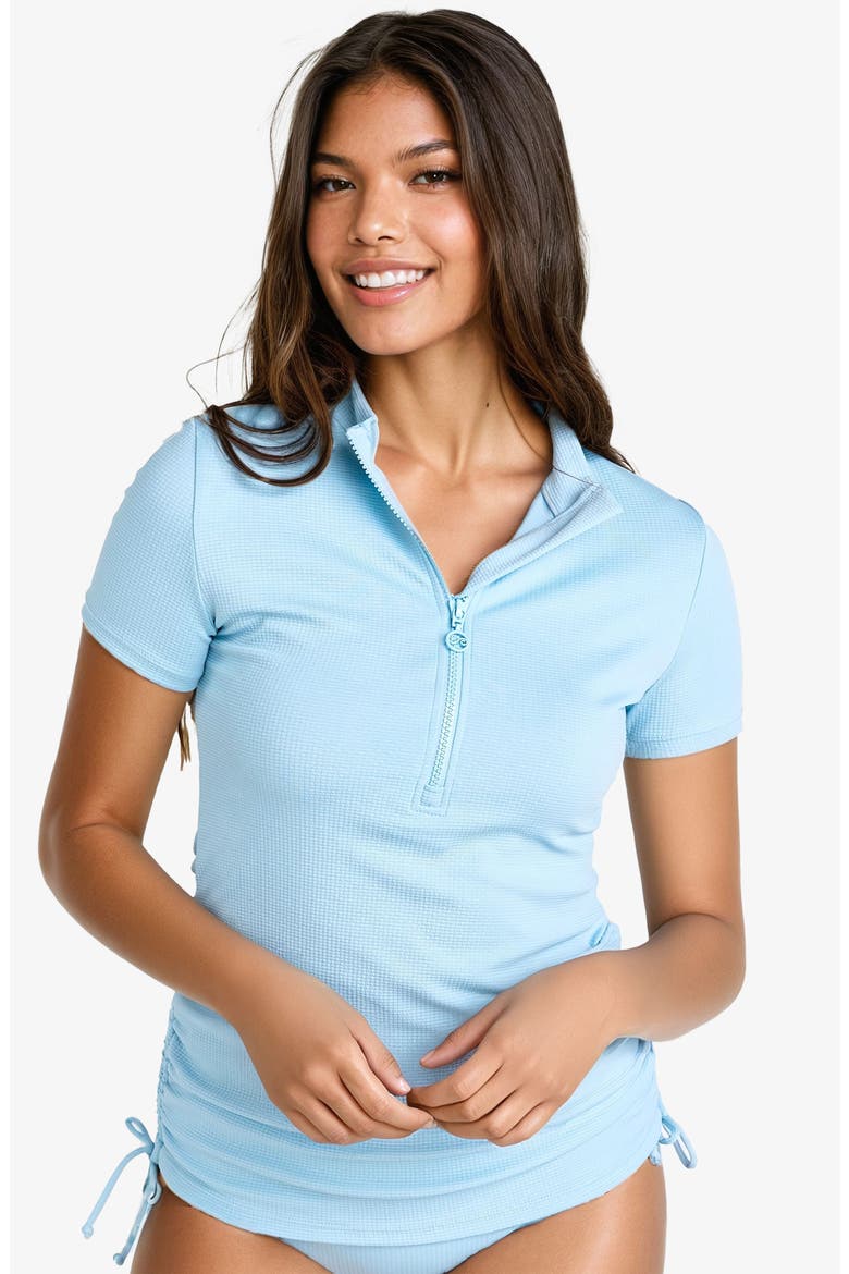 Half-Zip Adele Swim Top, Main, color, Sky Blue (Textured)