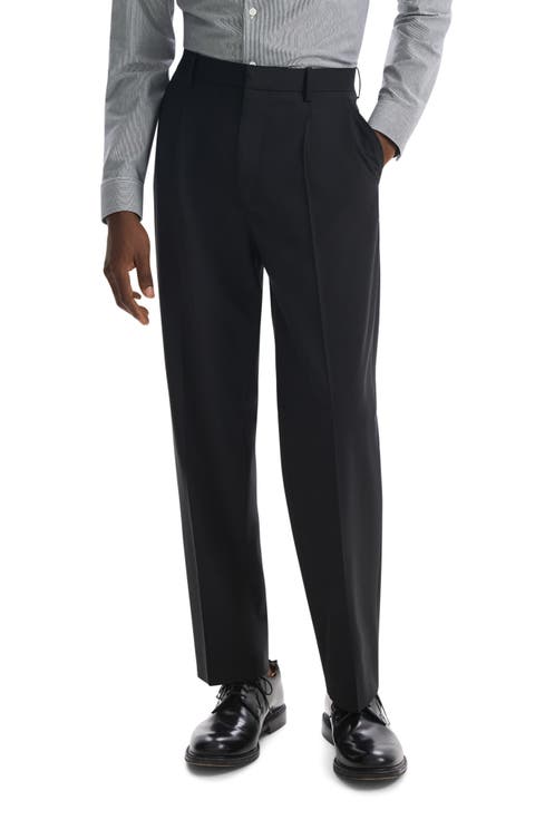 Relaxed Fit Pleated Stretch Wool Dress Pants