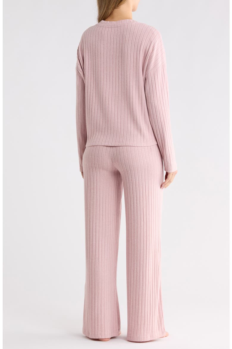 Cozy Rib V-Neck Cardigan & Pants Lounge Set, Alternate, color, HEATHER PALE MAUVE