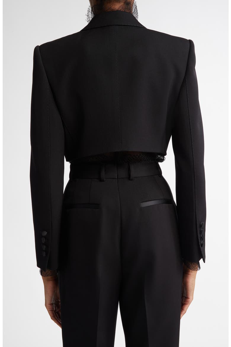Wool & Silk Blend Crop Blazer, Alternate, color, N0000 NERO