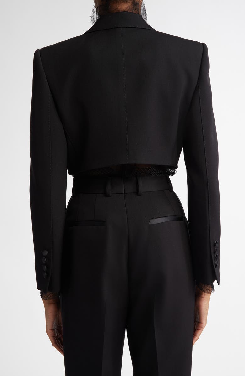 Dolce&Gabbana Wool & Silk Blend Crop Blazer, Alternate, color, N0000 Nero