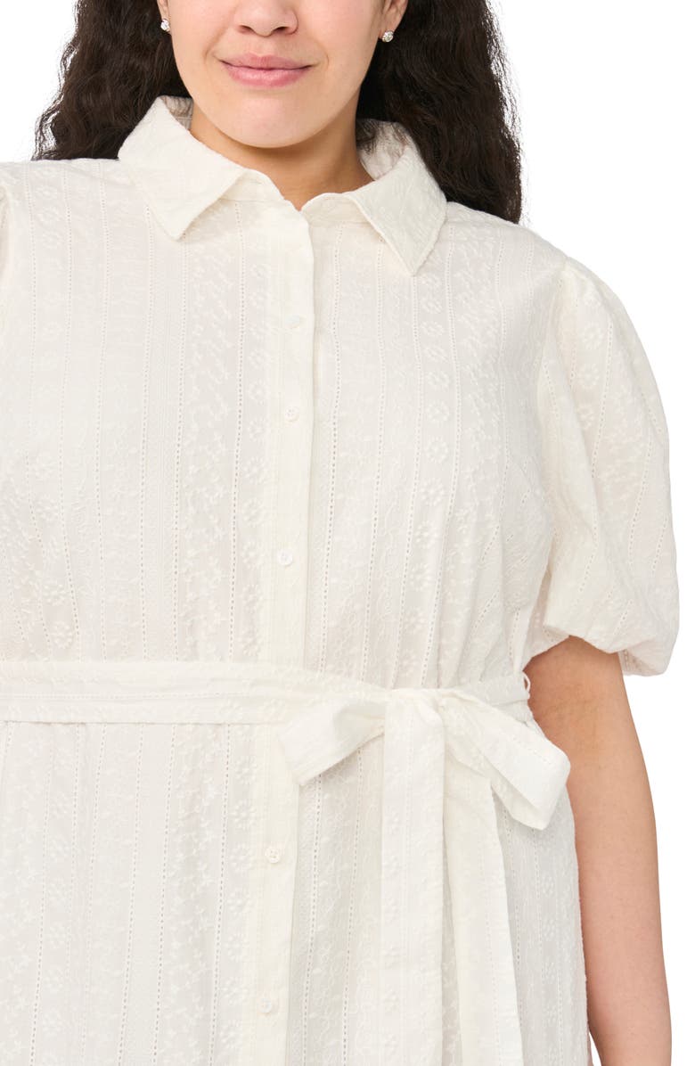 CeCe Embroidered Tie Waist Maxi Shirtdress, Alternate, color, New Ivory