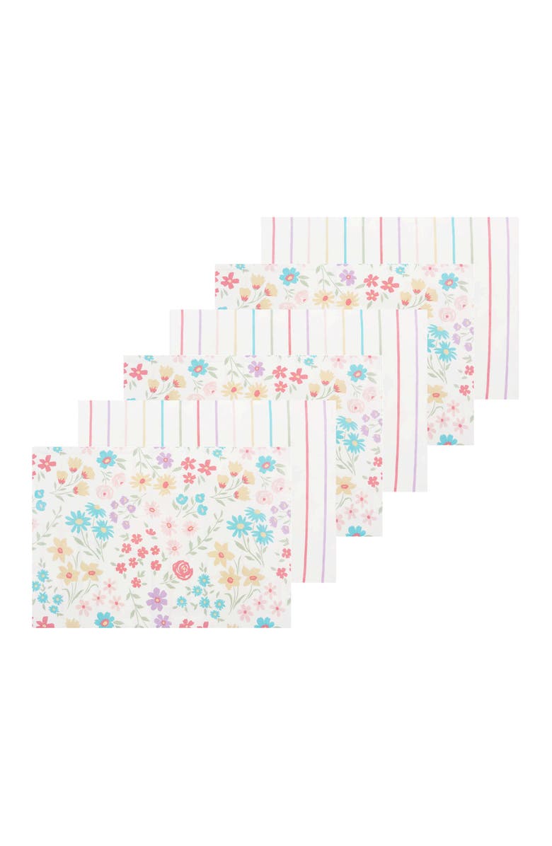 C&F Home Bunnies & Blooms Placemats Set of 6, 14" x 20", Main, color, Blue