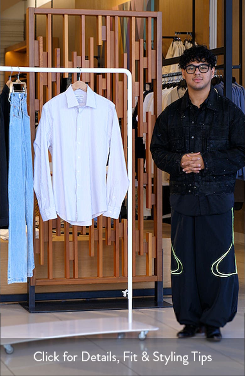 Trim Fit Stripe Premium Performance Twill Dress Shirt, sales video thumbnail