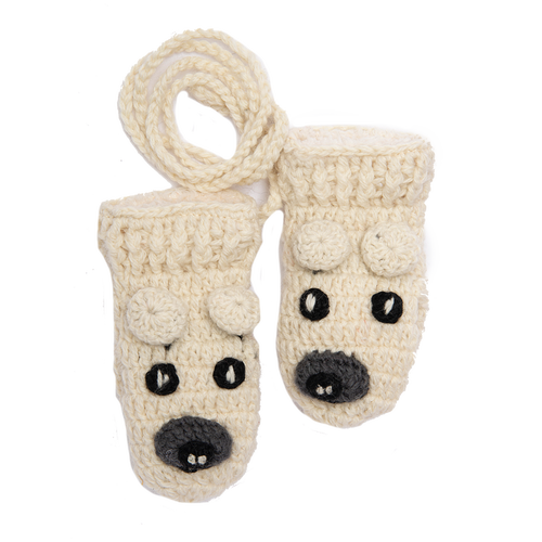 Nirvana Designs Crochet Bear Mittens In White Combo