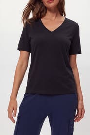 Menina Step Short Sleeve V-Neck Cotton T-Shirt