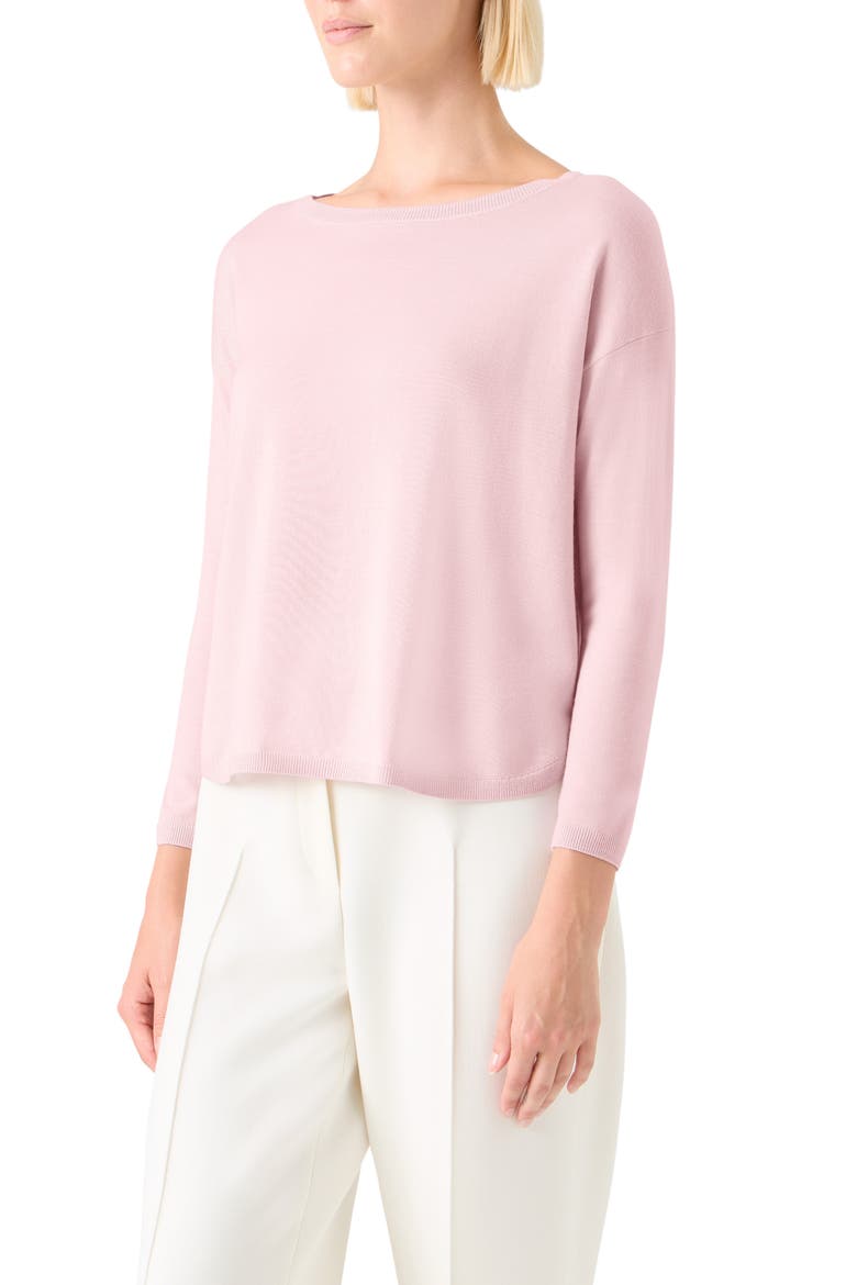 Drop Shoulder Virgin Wool Sweater, Alternate, color, ROSE