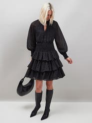 Ro&Zo Dash Print Tiered Mini Dress