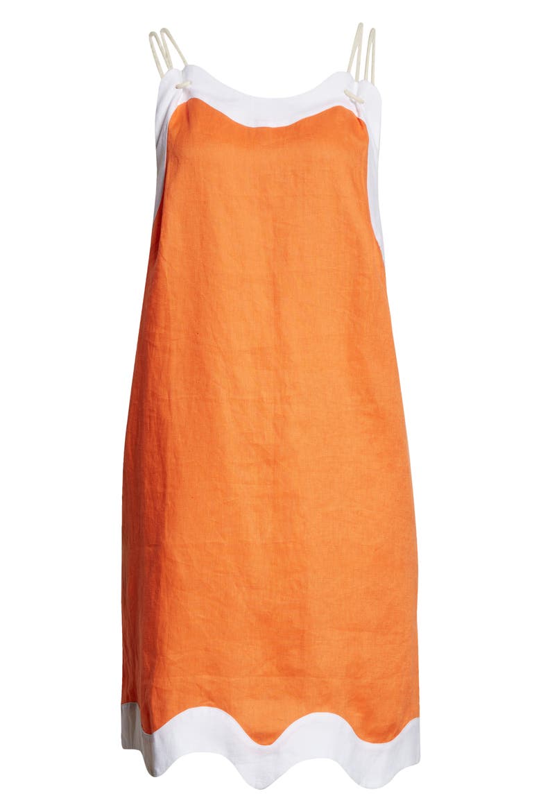 Renata Linen Sundress, Alternate, color, TANGERINE WHITE