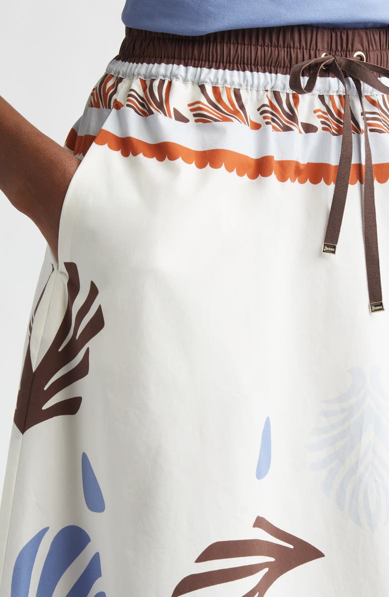Herno Summer Print Cotton Midi Skirt, Alternate, color, White Multi