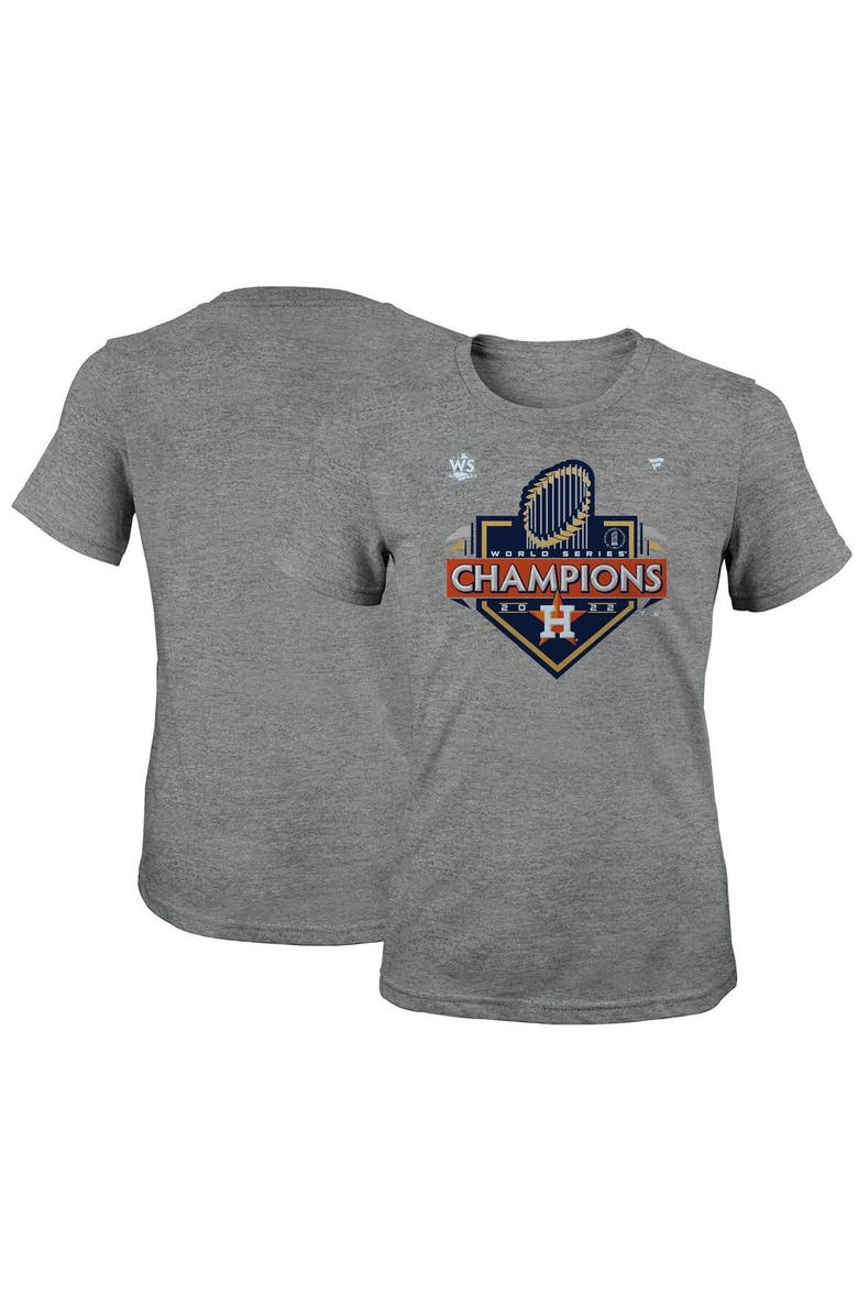 FANATICS Girls Youth Fanatics Branded Heather Charcoal Houston Astros 2022 World Series Champions Locker Room T-Shirt, Main, color,