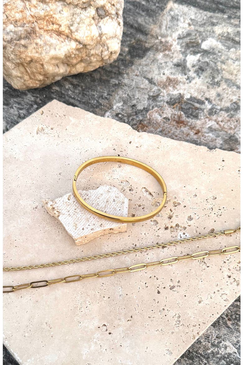 Set of 3 18K Gold Plated Stainless Steel Bracelets, Alternate, color, GOLD