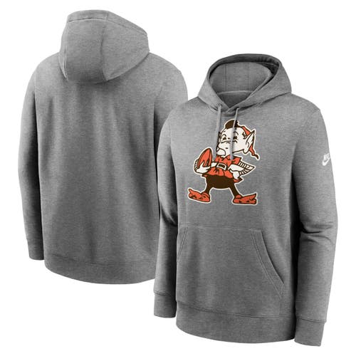 Nike Heather Gray Cleveland Browns Rewind Club Logo Pullover Hoodie